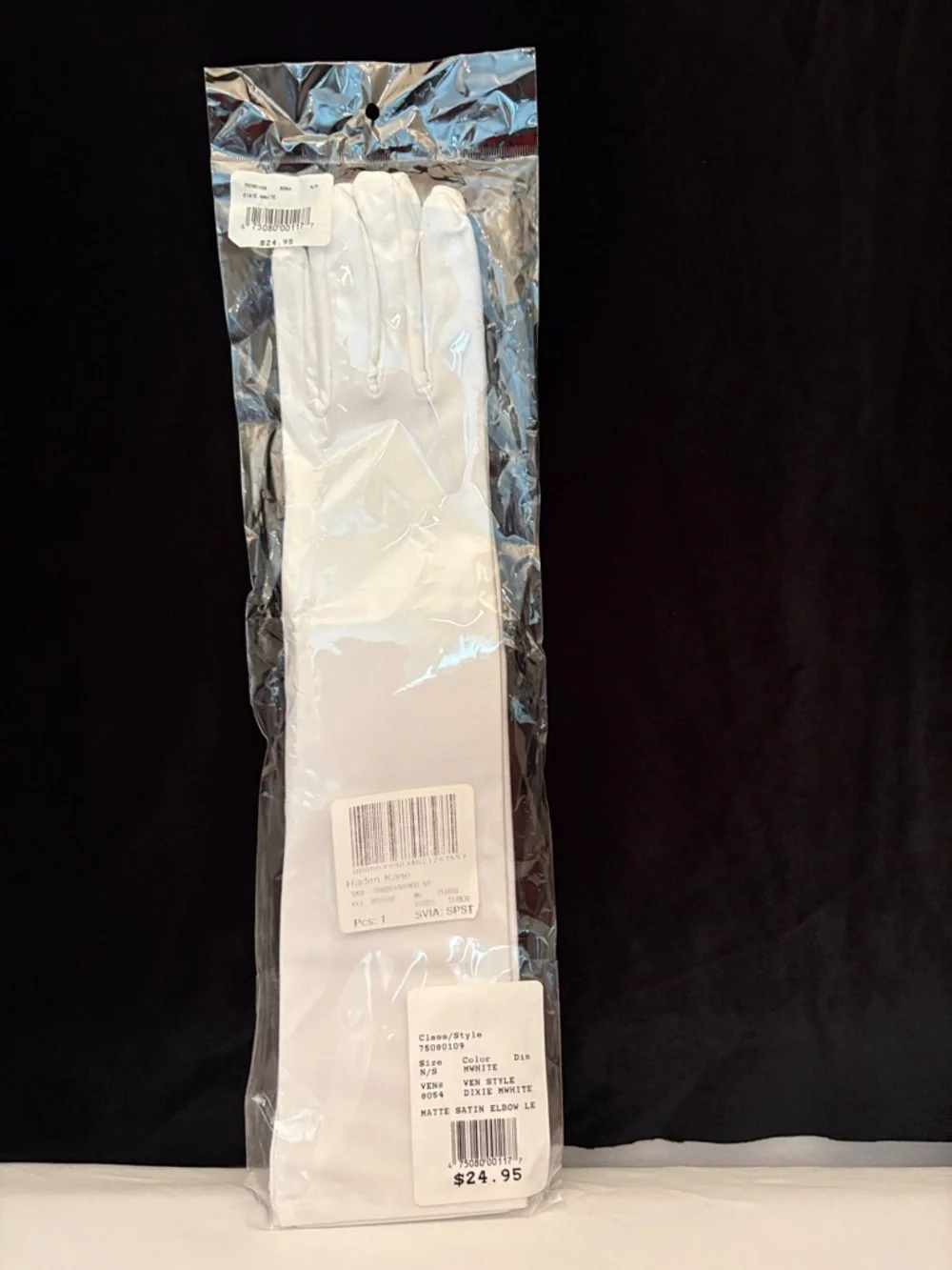 White Long Matte Satin Formal Gloves Elbow Length